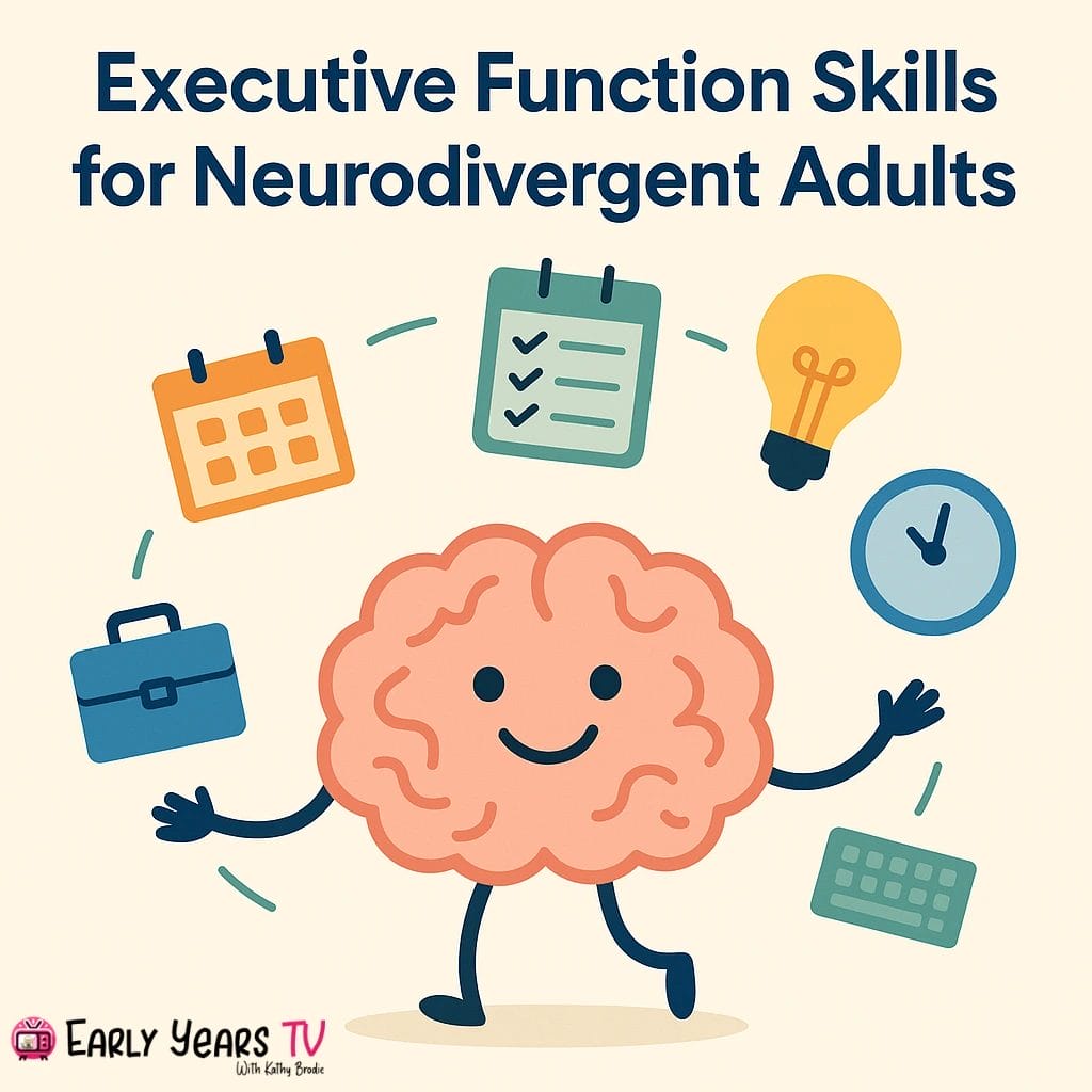Tips for improving executive function skills in neurodivergent adults, including time management and planning strategies