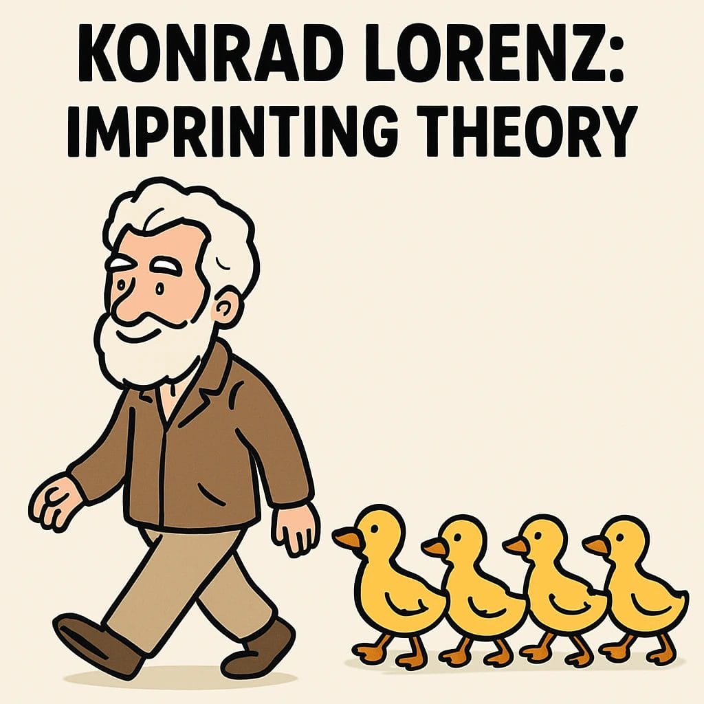 Konrad Lorenz’s imprinting theory explained through his study of geese following the first moving figure they see