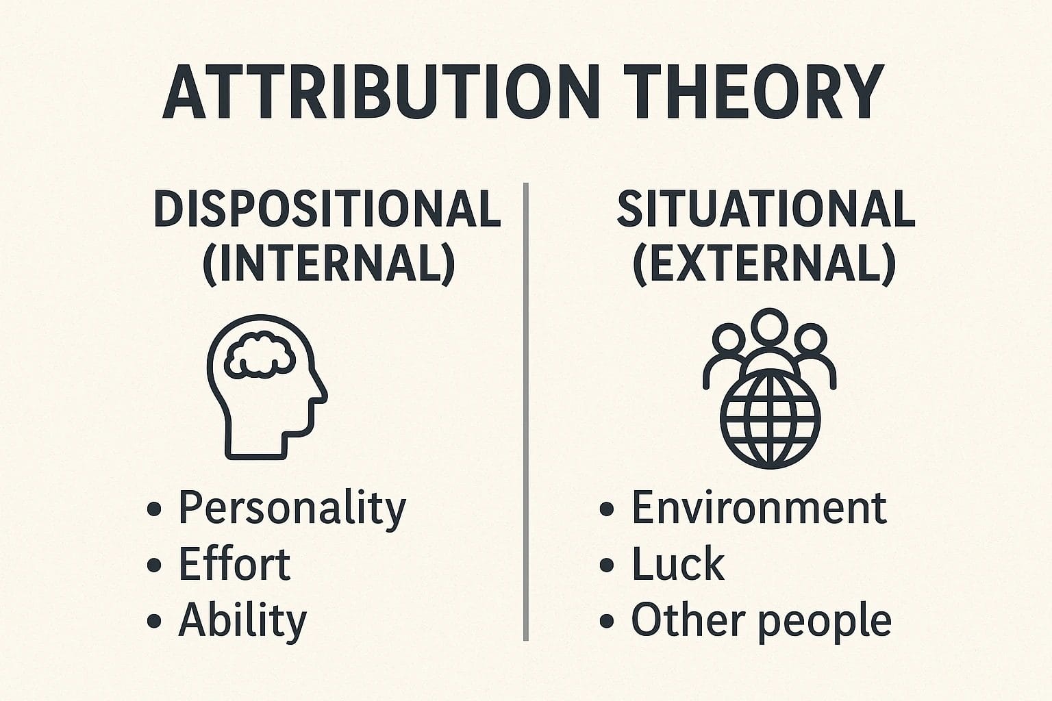 Internal vs external attributions explained in Attribution Theory