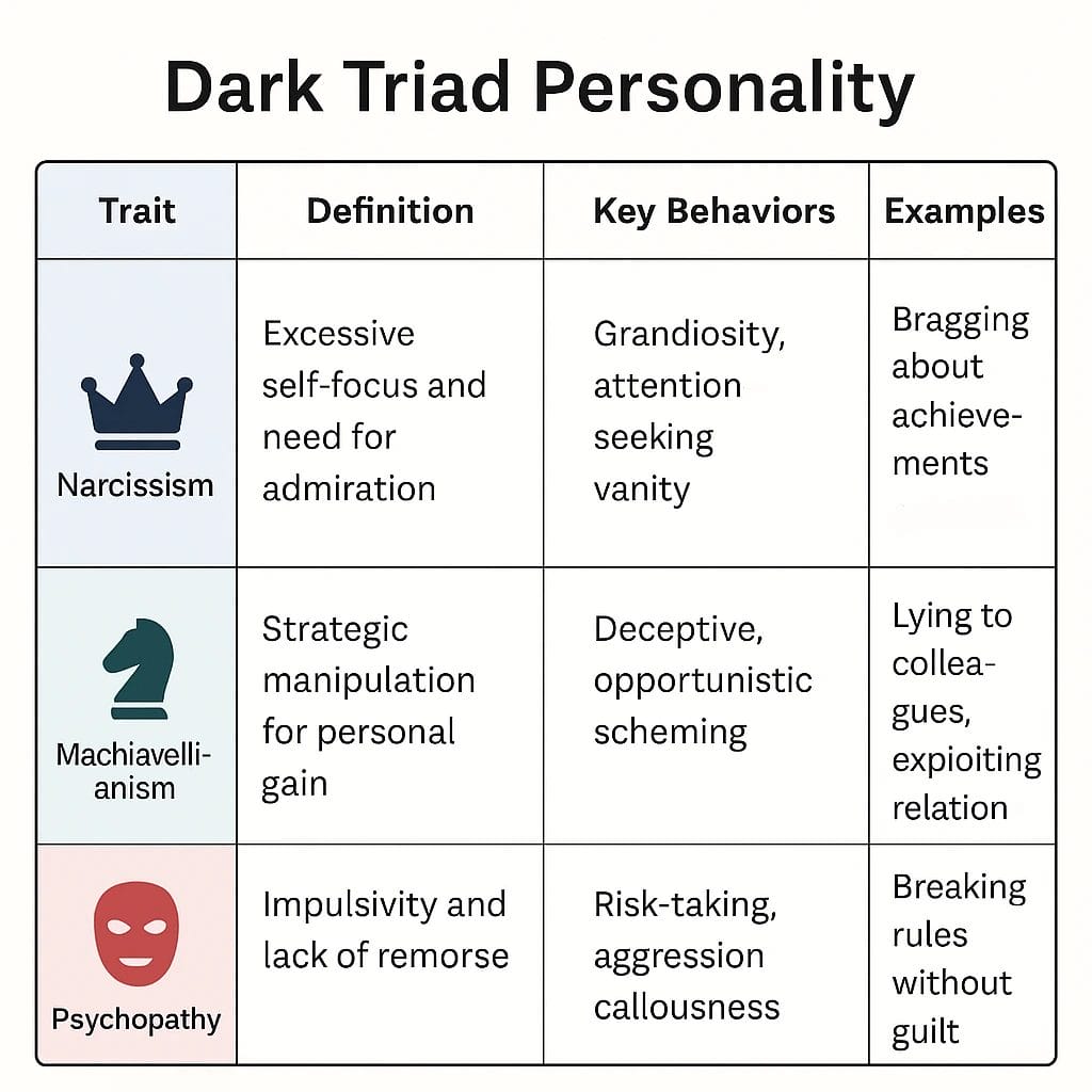 Explore the traits, behaviors, and impact of dark triad personalities in psychology.