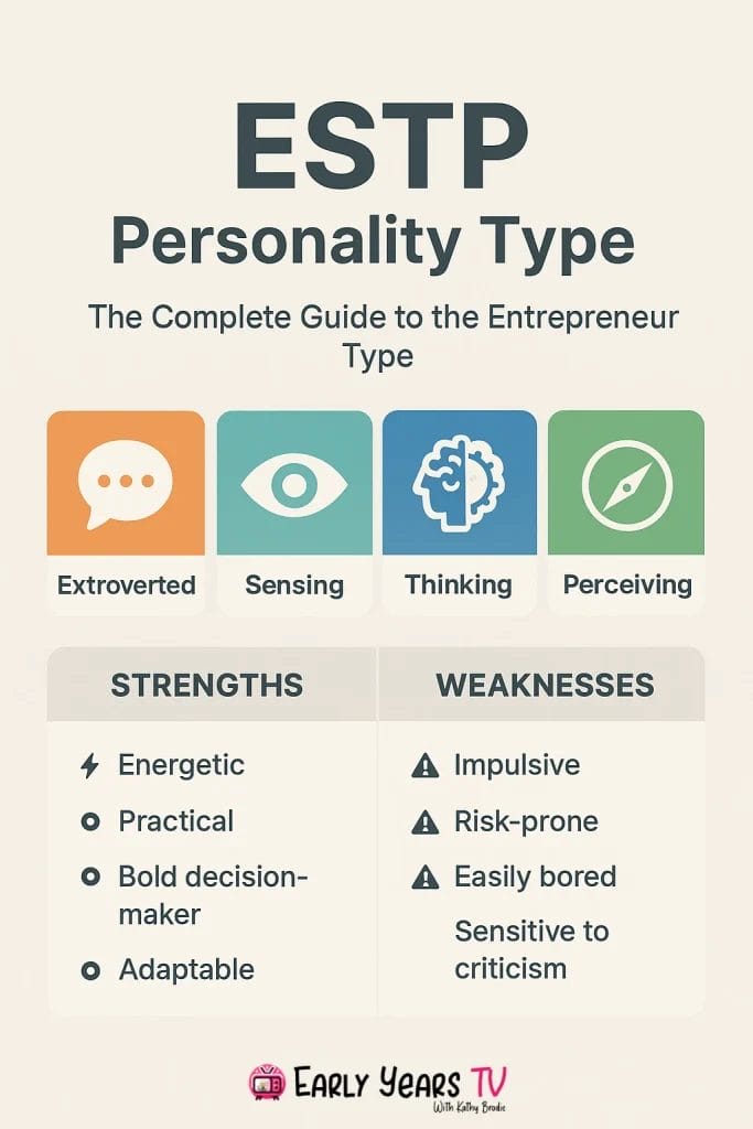 ESTP 'The Entrepreneur' personality type guide, traits, strengths, weaknesses, and career insights.