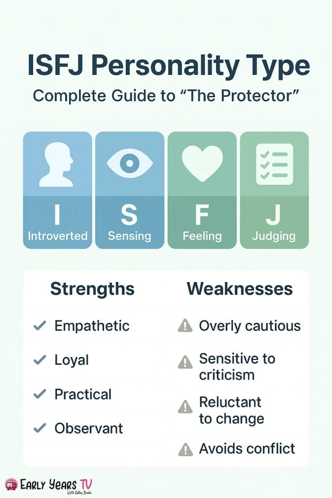 ISFJ personality type guide: traits, strengths, weaknesses, and how The Protector navigates life and relationships.