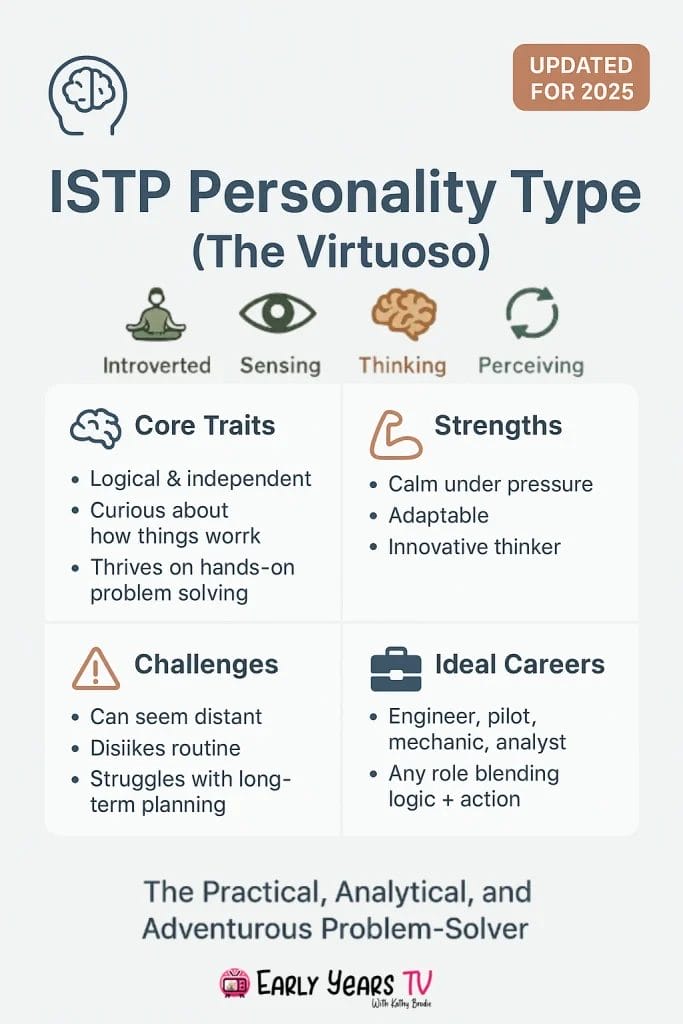 ISTP Personality Type overview explaining traits, strengths, challenges, and careers in The Virtuoso guide 2025.